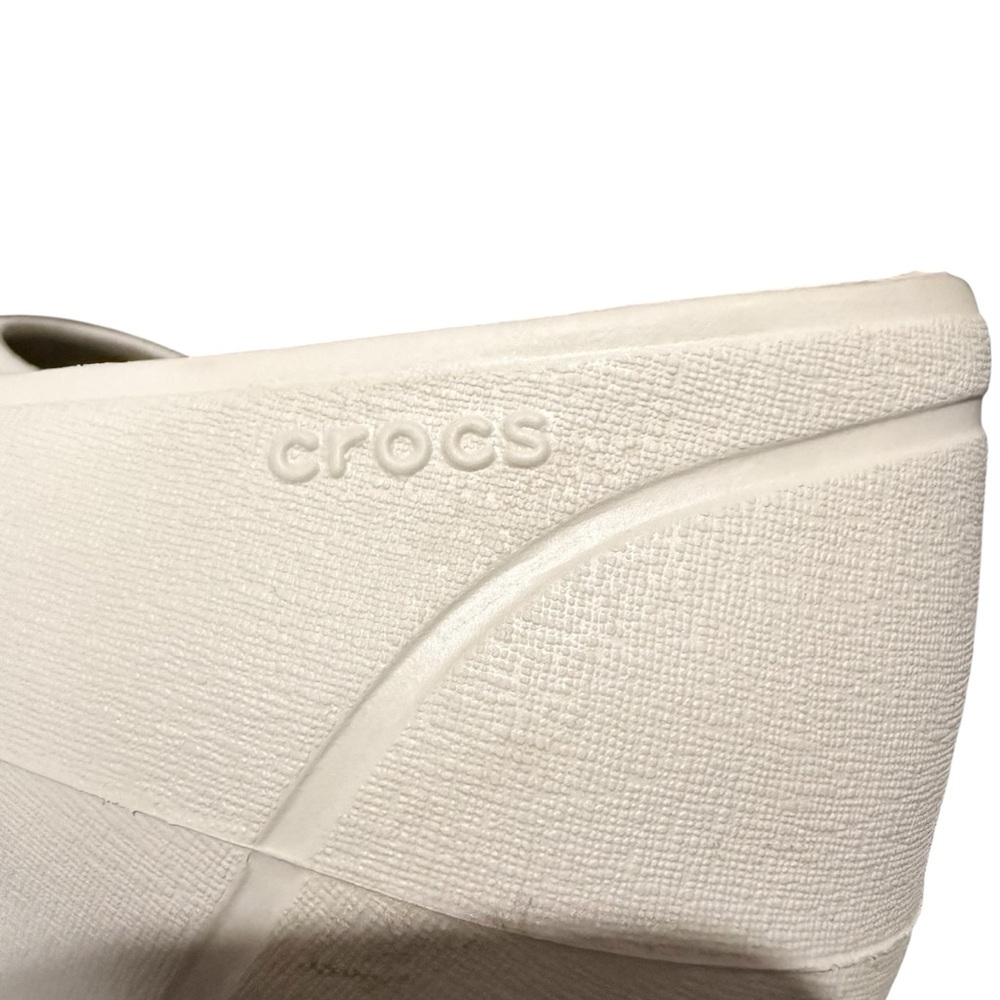 CROCS Wedge Pumps Cap Toe Wedges Cream & Black Women's Size‎ 9 - Picture 7 of 9